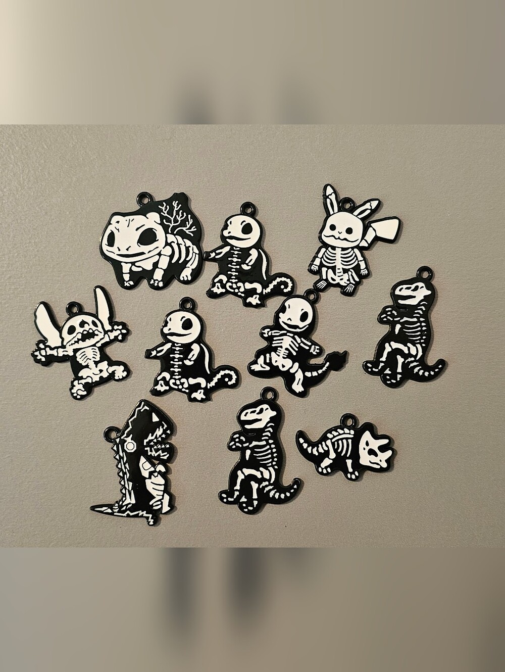 10 Skeleton Pendants Stitch Pokemon Metal
